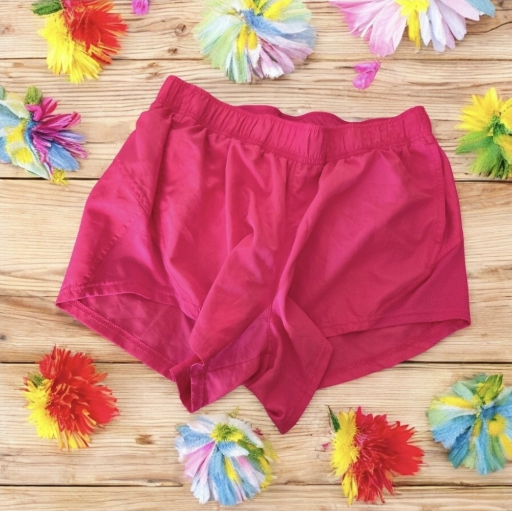 4/$15 Vibrant Pink Athletic Shorts Sz L Workout Swim Wear Lined Yoga